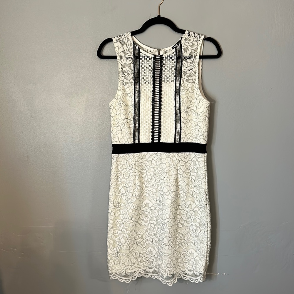INA Black & White Lace Sleeveless Sheath Dress Size M - Picture 3 of 6
